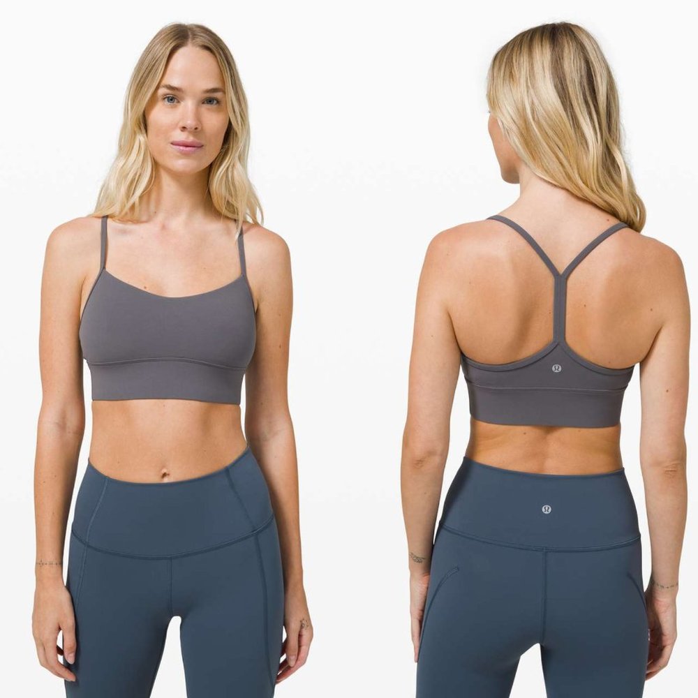 Lululemon Flow Y Bra Long Line Dark Carbon
